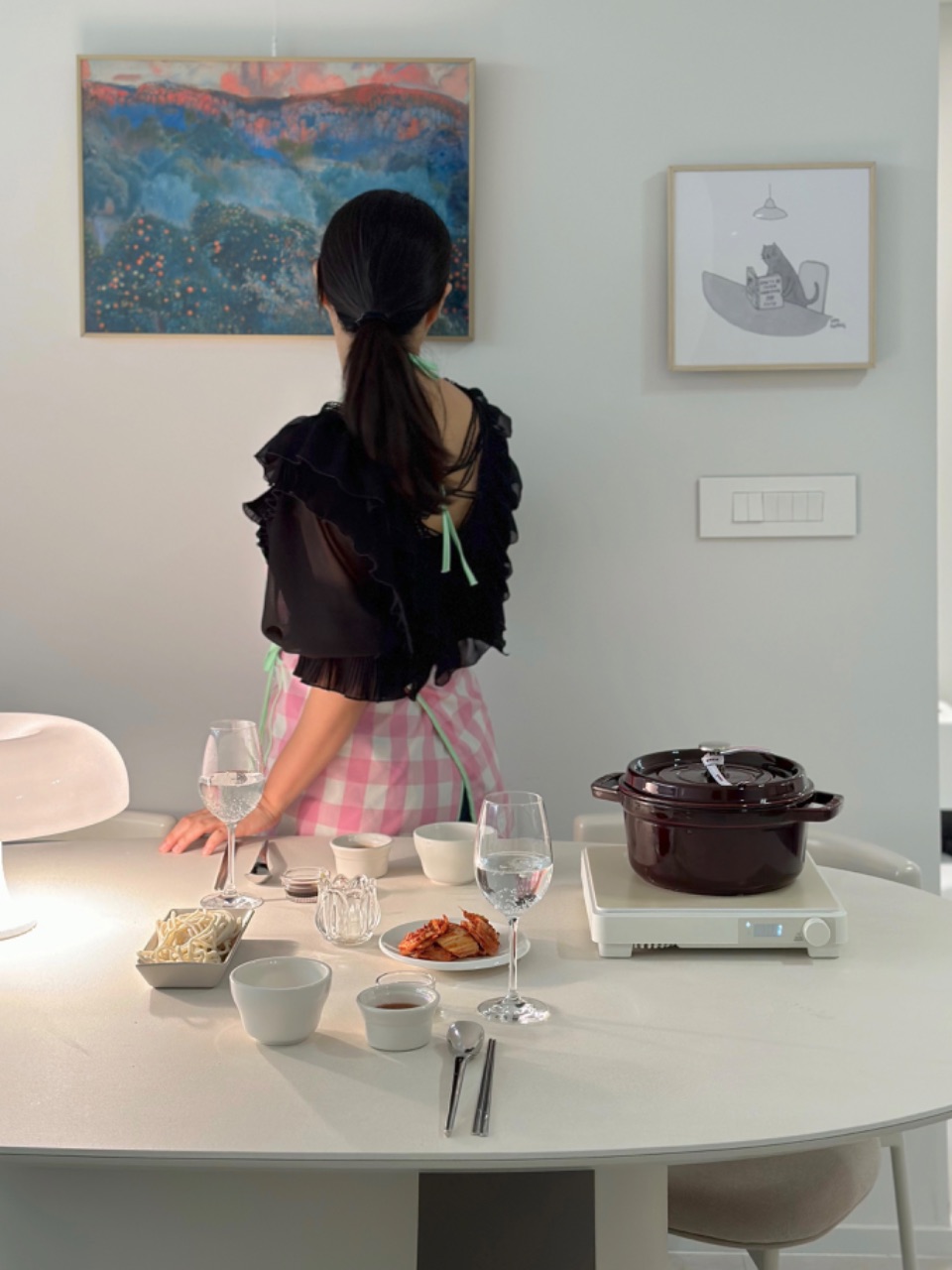 예쁜 앞치마 입으면 요리자신감 업되는거 나만그래요? (사온 밀푀유나베 ㅋㅋ)