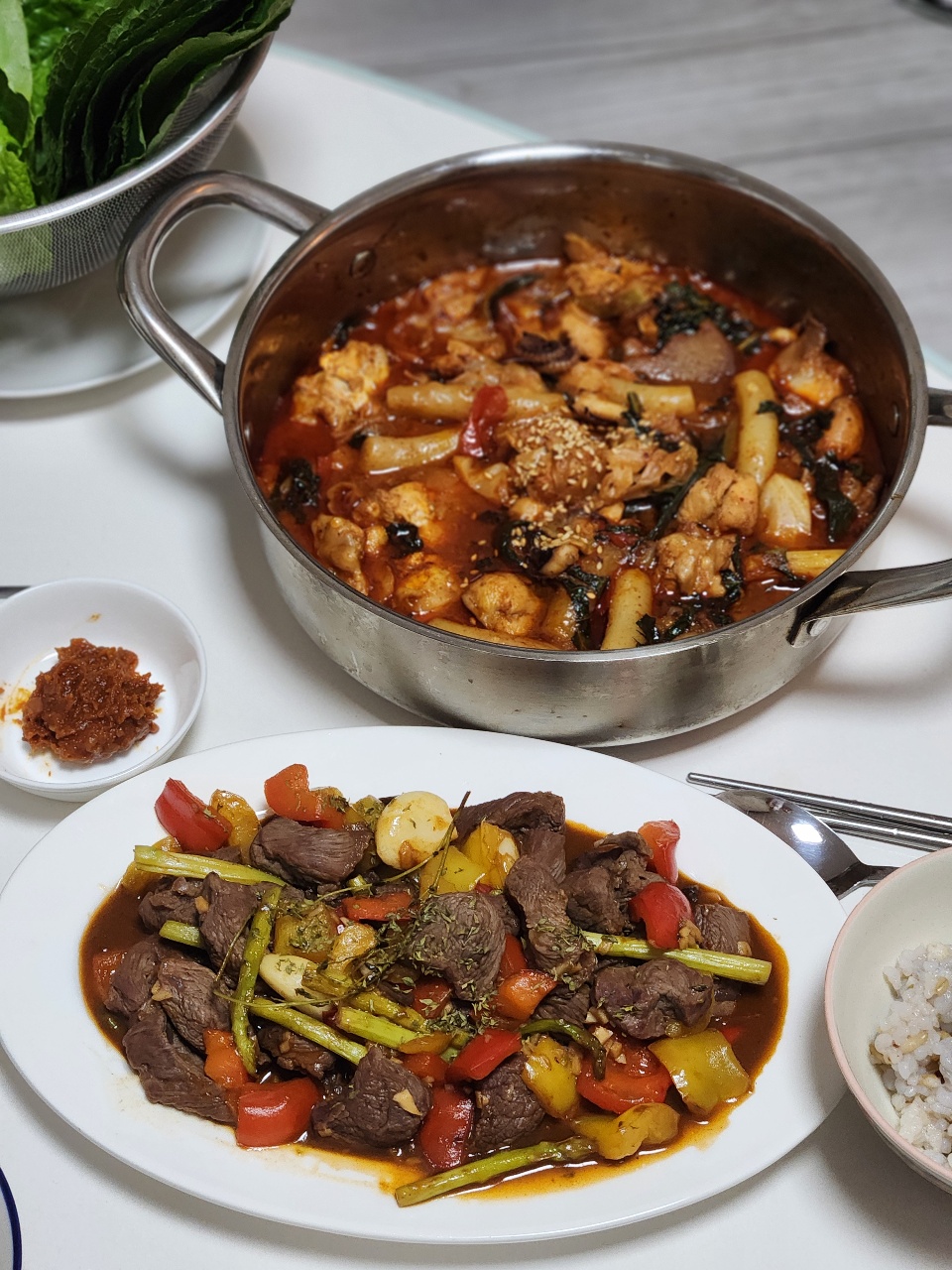 친구들 초대한 날(찹스테이크&쭈꾸미)