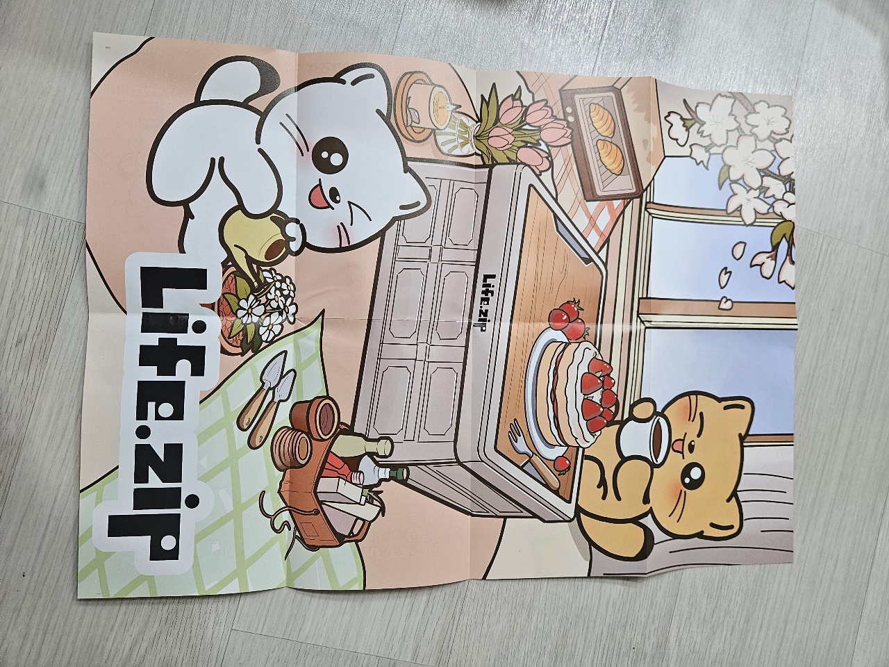 주방 풍경이 그려진 캐릭터 일러스트 포스터