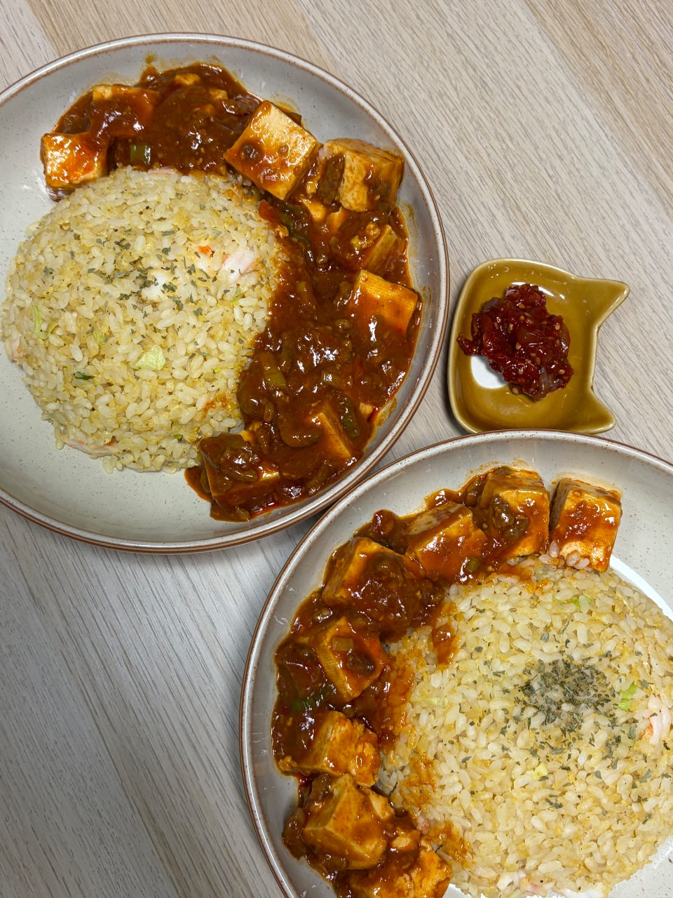 계란 볶음밥 + 마파두부