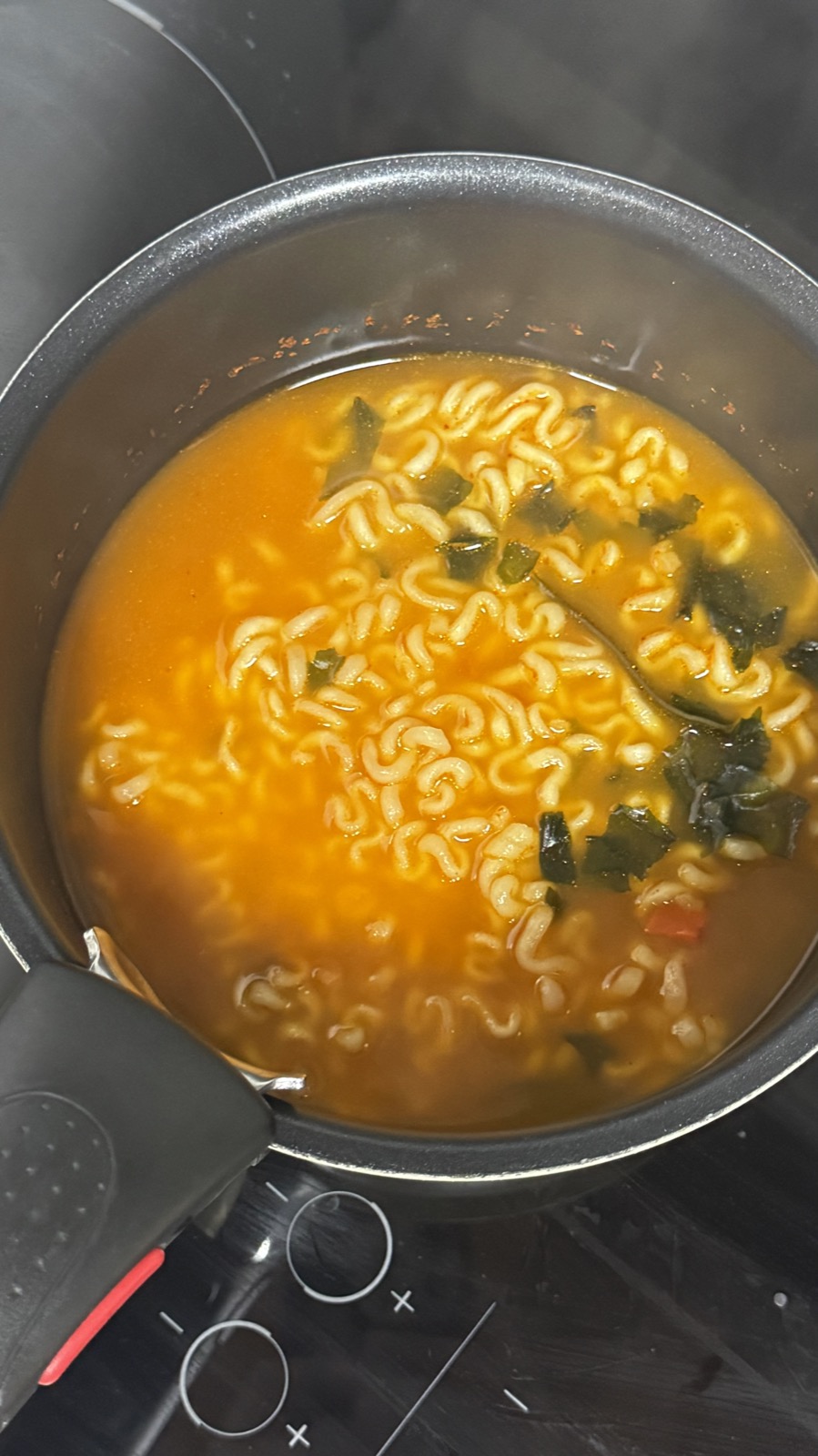 냄비에 끓인 라면 한 그릇