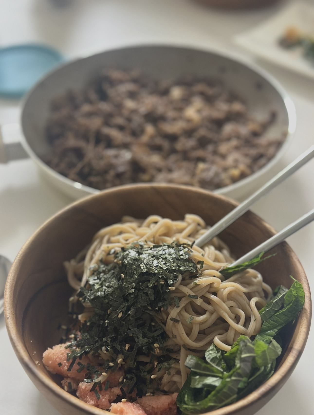 명란들기름깻잎파스타~ 🩷🍝