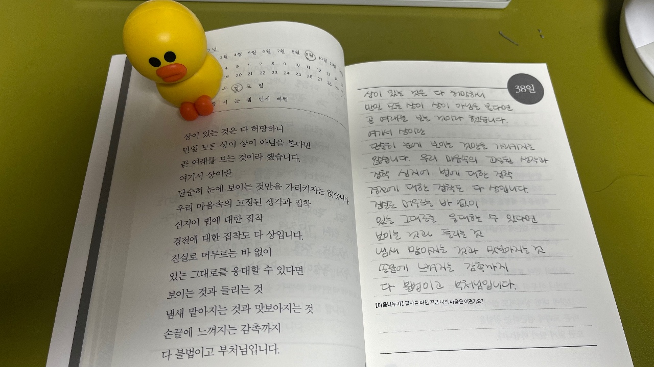 오늘의 필사, 집착하지 않기