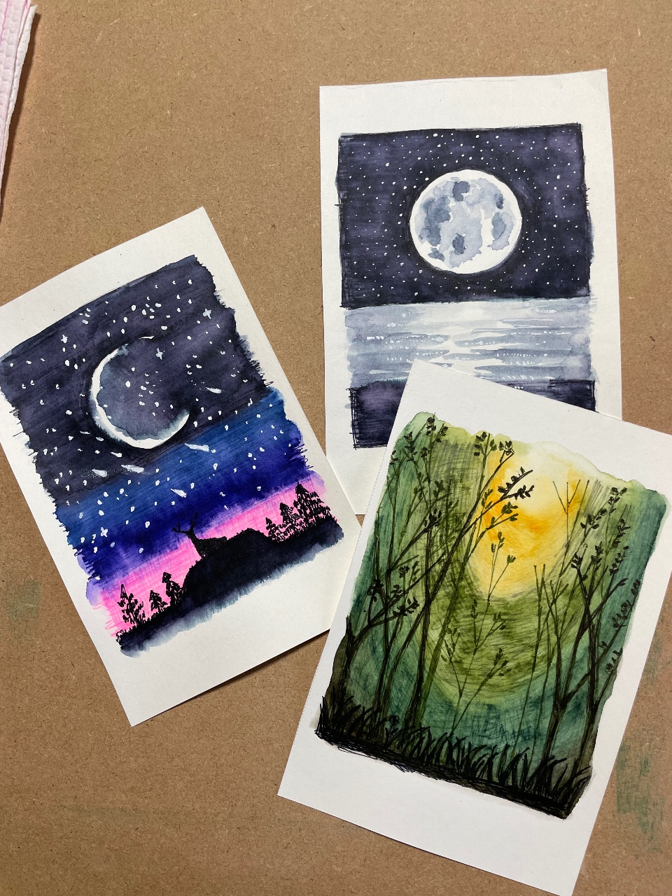 밤하늘🌘보름달🌕숲속🌲