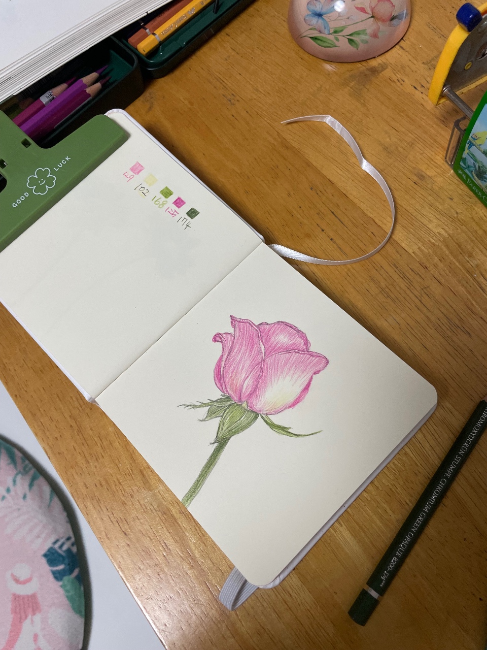 장미 보태니컬아트 초벌채색