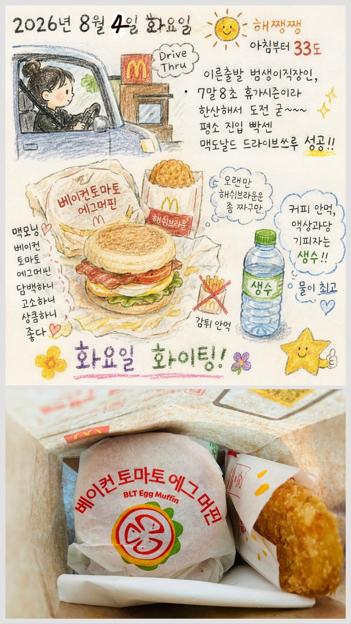 🎨📝아침일기! 또먹, 오늘은 세트맥모닝 🍔🍟🥤