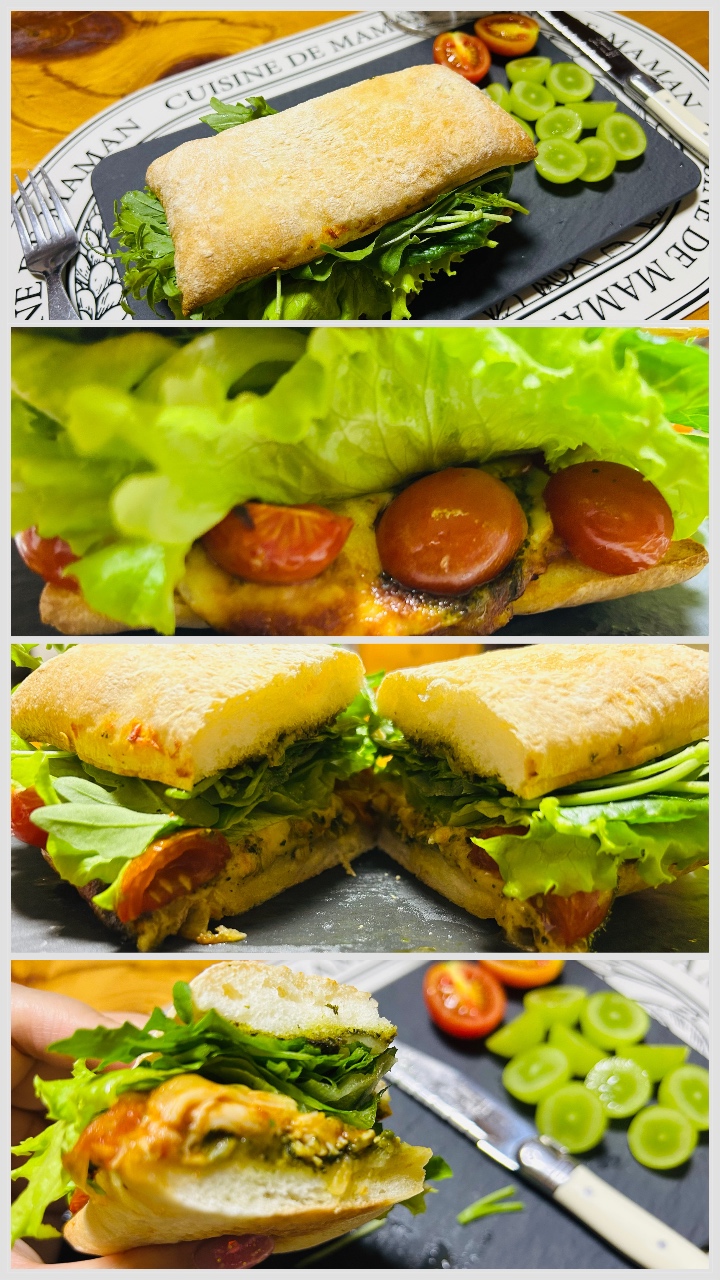 루꼴라 바질 치킨 치아바타 샌드위치 🥪🥛