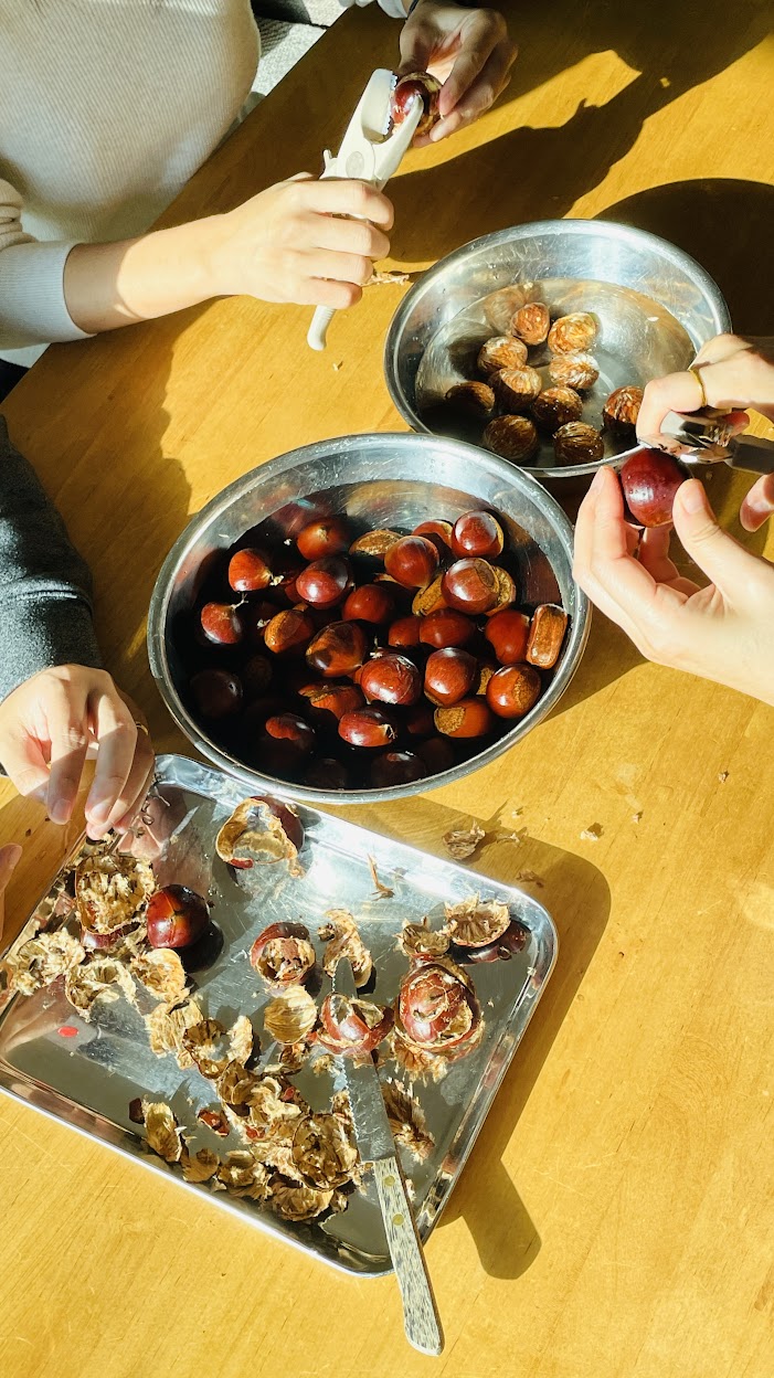 밤조림, 보늬밤을 만들었어요.