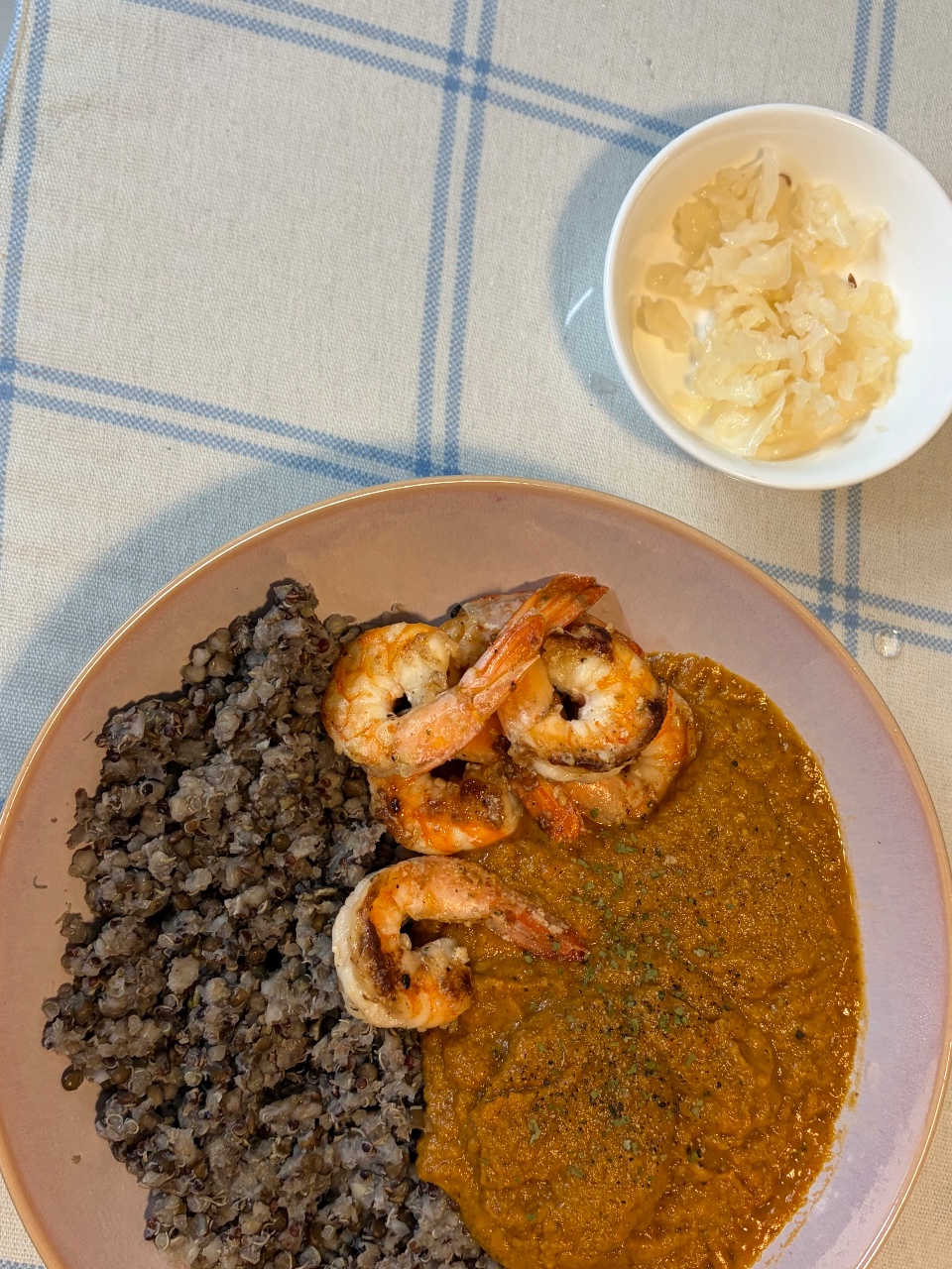 렌틸 병아리콩 커리 + 새우 🍤