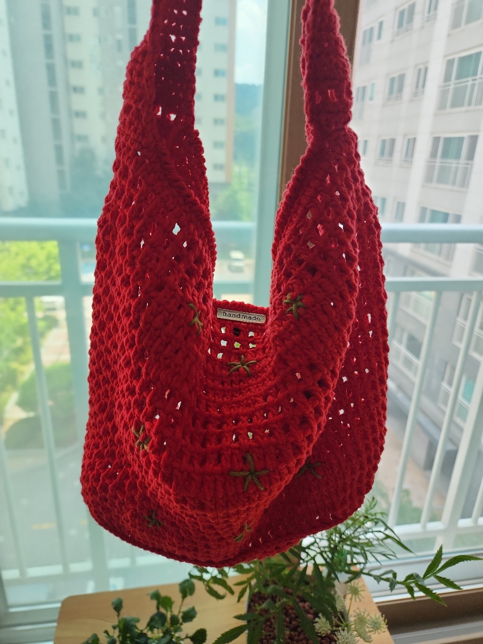 주말뜨개질-토마토백🍅