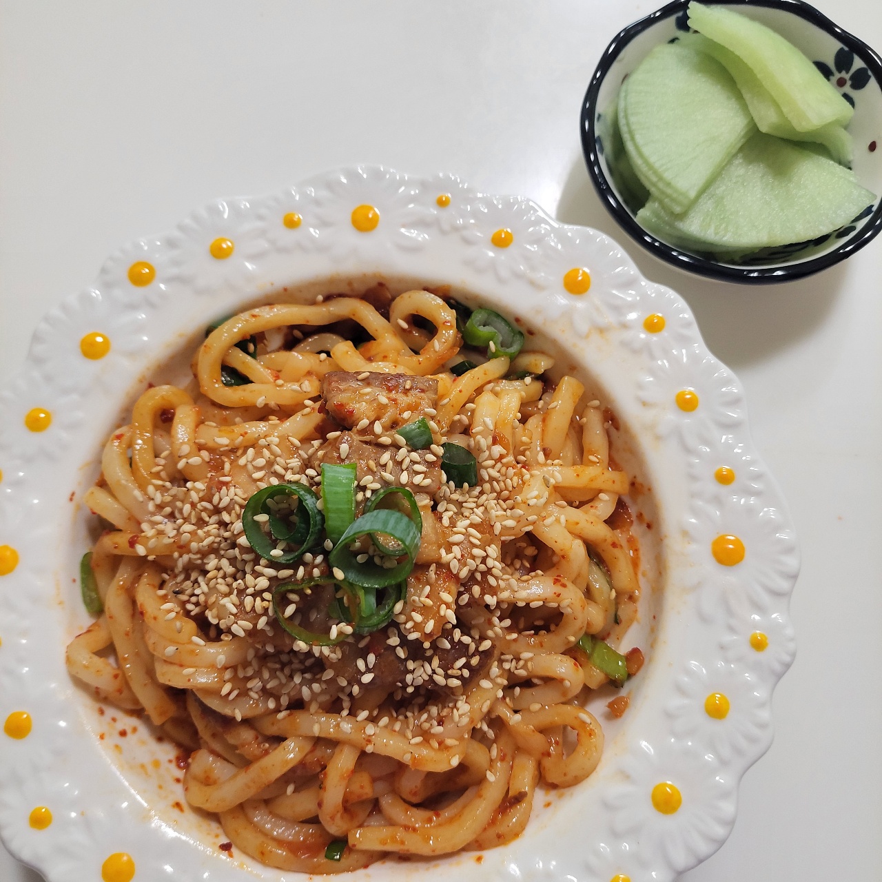 우동면으로 만든 유포면🍜