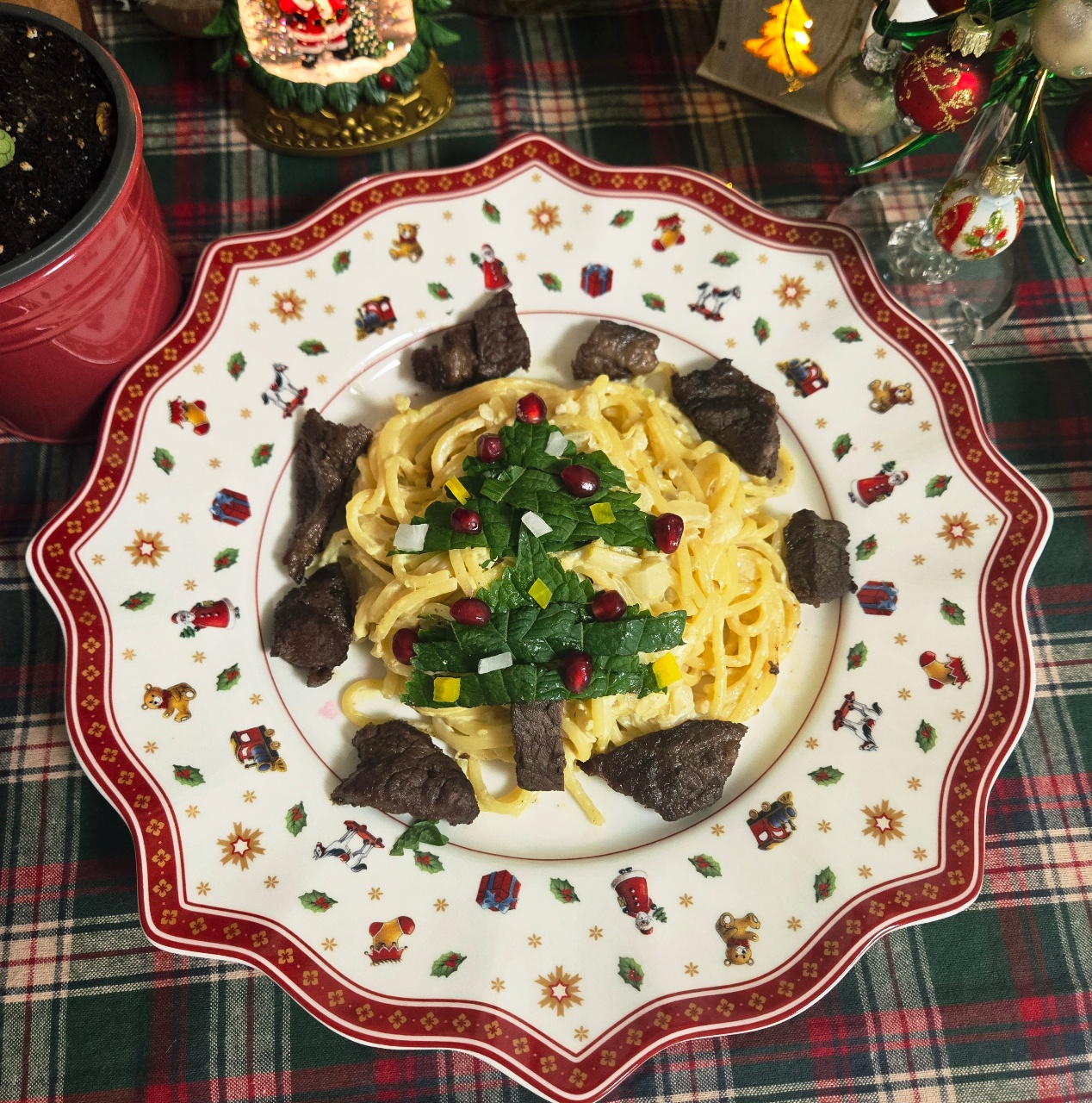 크리스마스 트리 올린 크림파스타🎄🤭