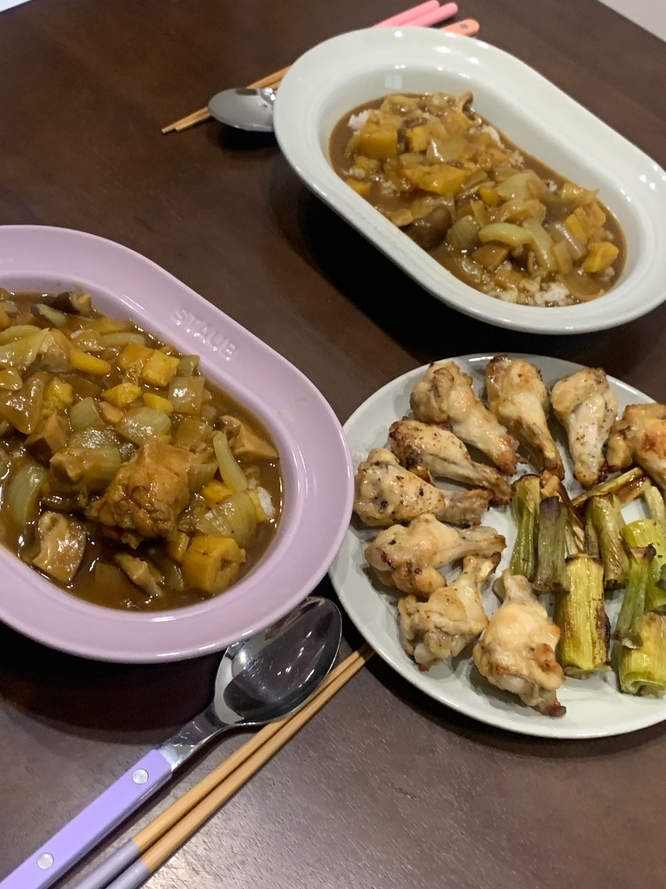 카레와 닭구이-!